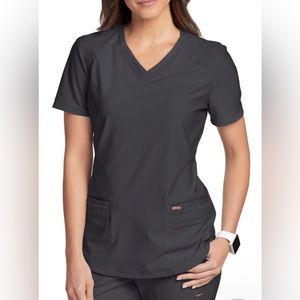 Cherokee form V-neck scrub top, 3xl, pewter